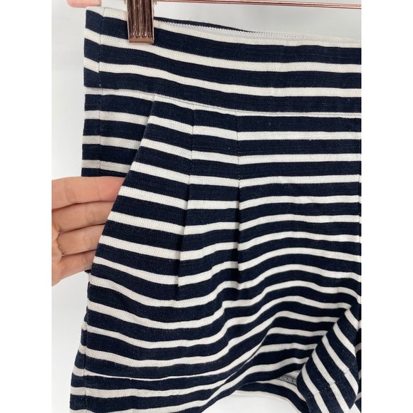 J. Crew Women's Size 6 Navy/White Striped Sailor Linen Blend Pleated Shorts - Picture 7 of 8